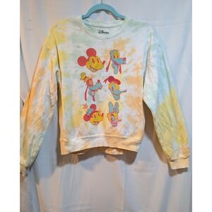 Disney‎ Tie Dye Mickey Mouse Women L 11-13 Junior Crewneck Sweatshirt Cartoon